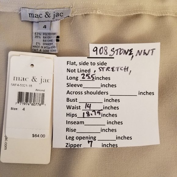 ✅#908STONE NWT mac & jac mermaid beige stretch skirt, sz. 4. - Picture 7 of 16